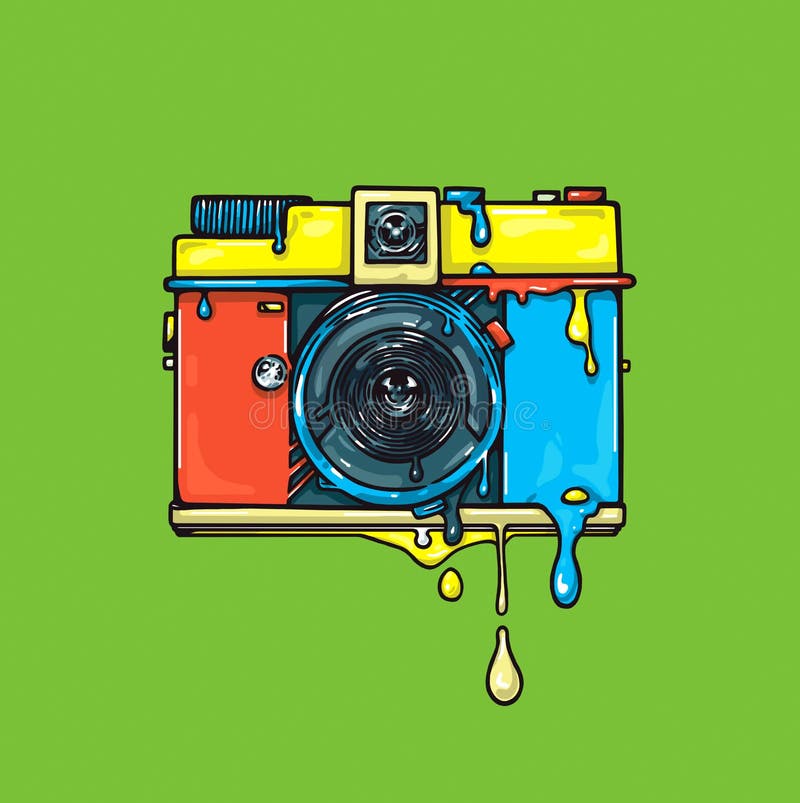 Bright color camera. Artwork. Ð¡olor graphic illustration